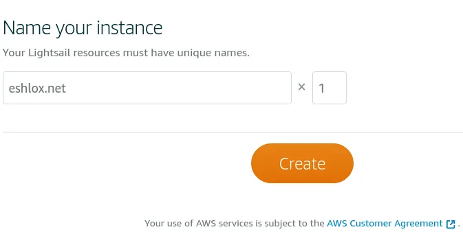 AWS Lightsail - name your instance