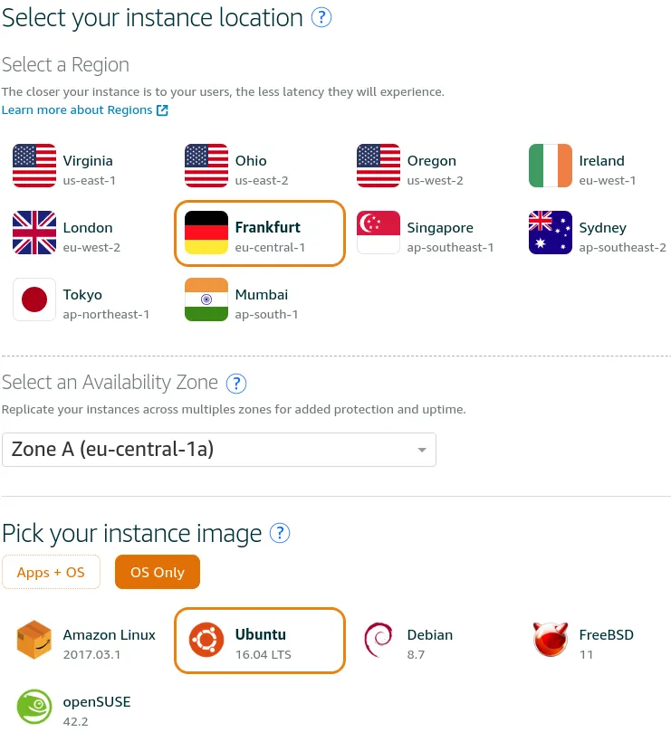 AWS Lightsail - new instance