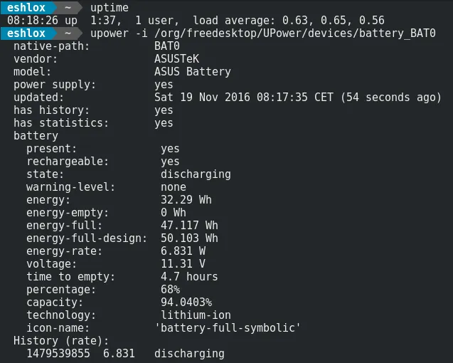 Fedora 25 - Battery
