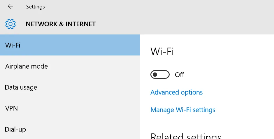 Windows 10 - Turn WiFi off