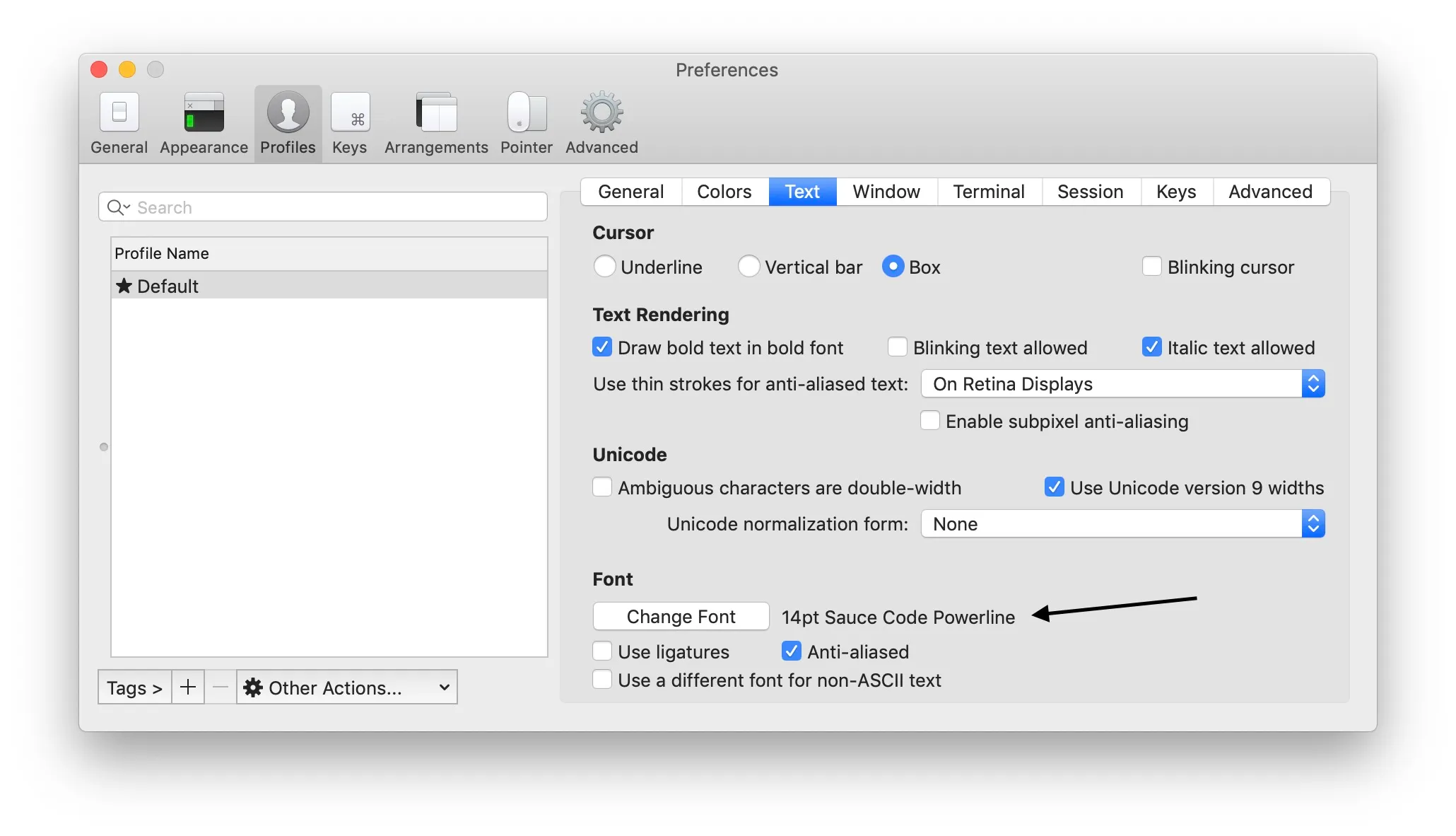 iTerm2 - Font Settings