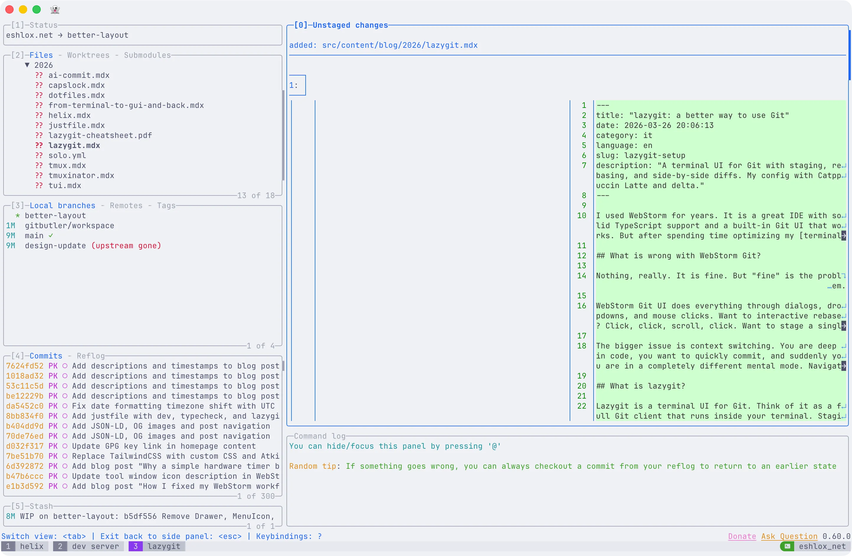 lazygit with Catppuccin Latte theme
