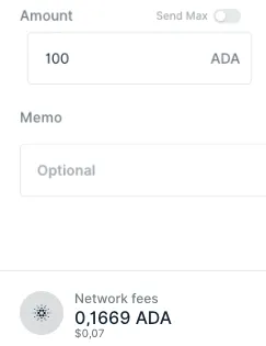 Ledger - ADA network fee