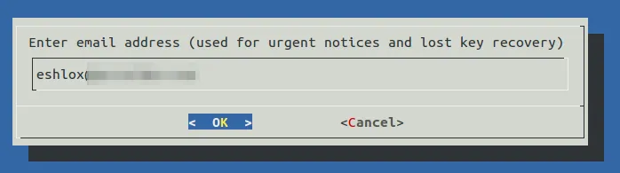 Let's Encrypt - enter e-mail