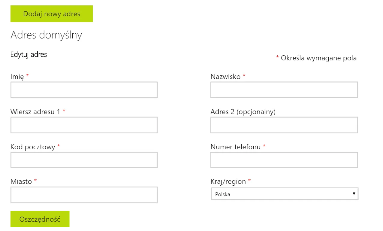 Strona Microsoftu - formularz