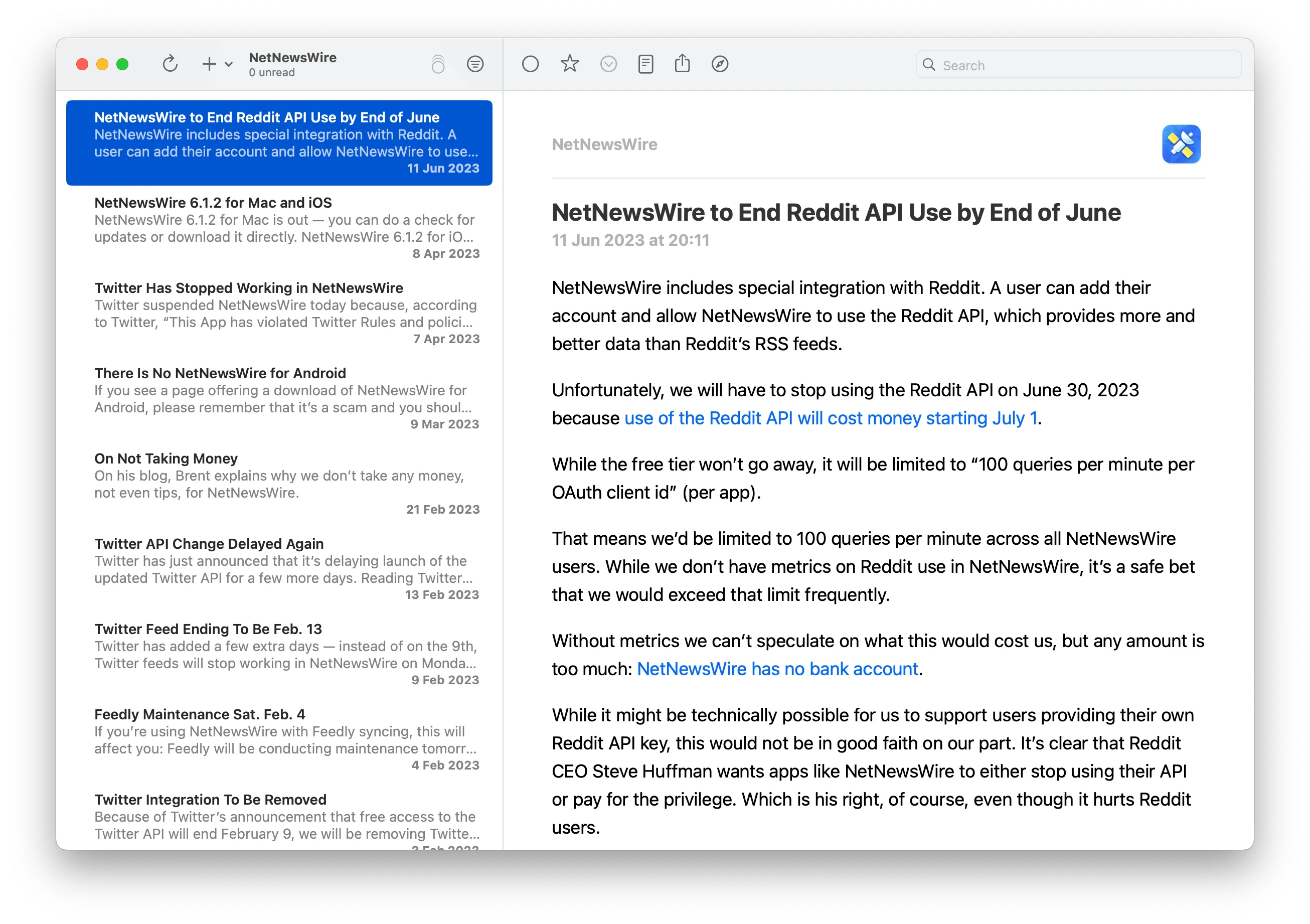 NewsNetWire on macOS (light mode)