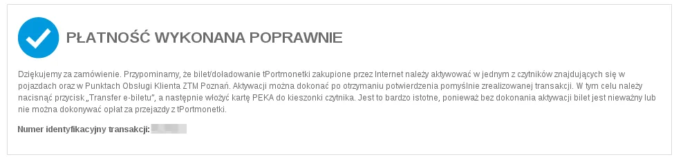 PEKA - potwierdzenie wykonania płatności