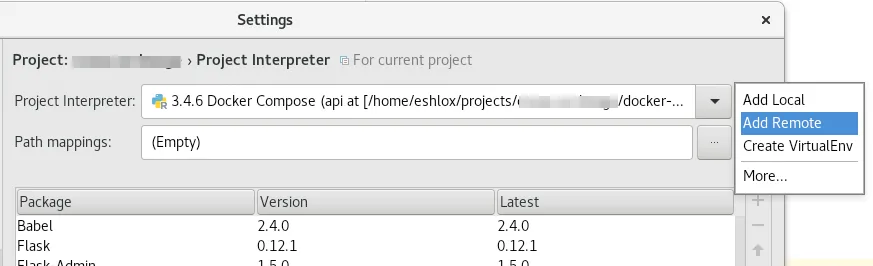 PyCharm - add remote interpreter