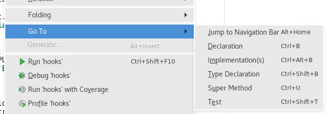 PyCharm - Go To command