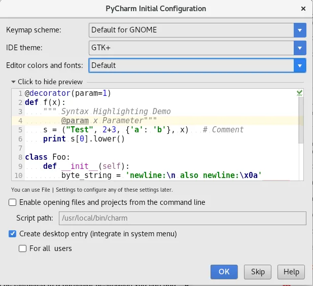PyCharm - initial configuration