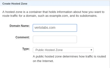 AWS Route53 - create hosted zone