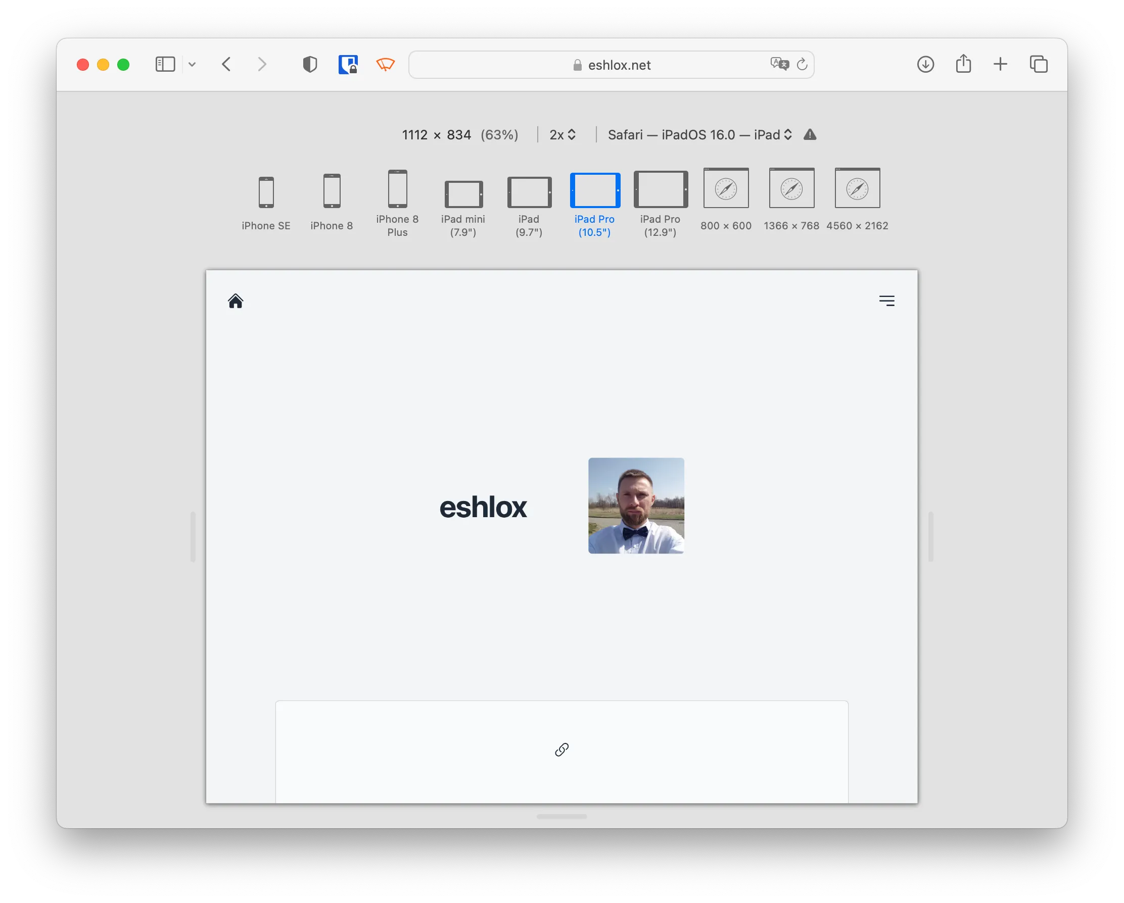Safari - Responsive Design Mode