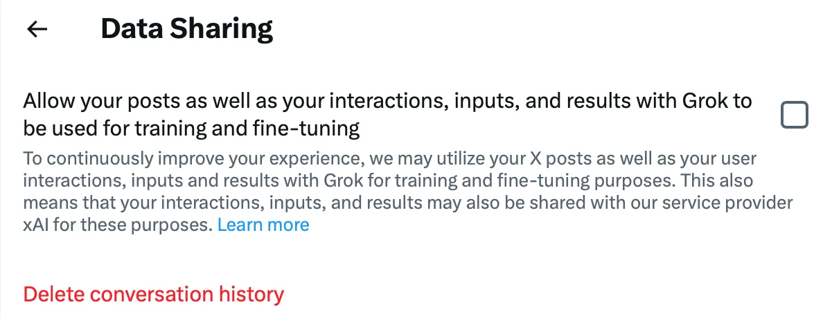 Your data on X is used by default to train Grok