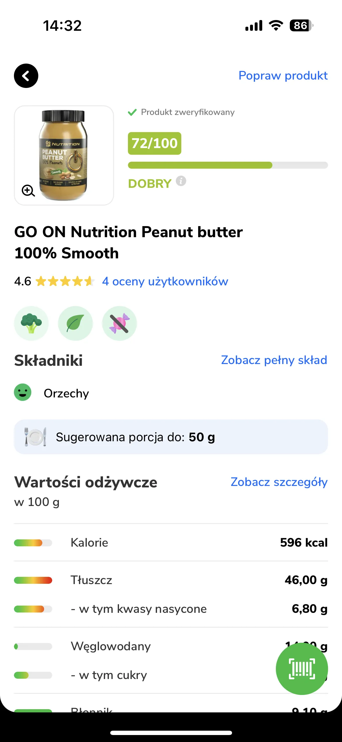 Aplikacja Zdrowe Zakupy na iOS